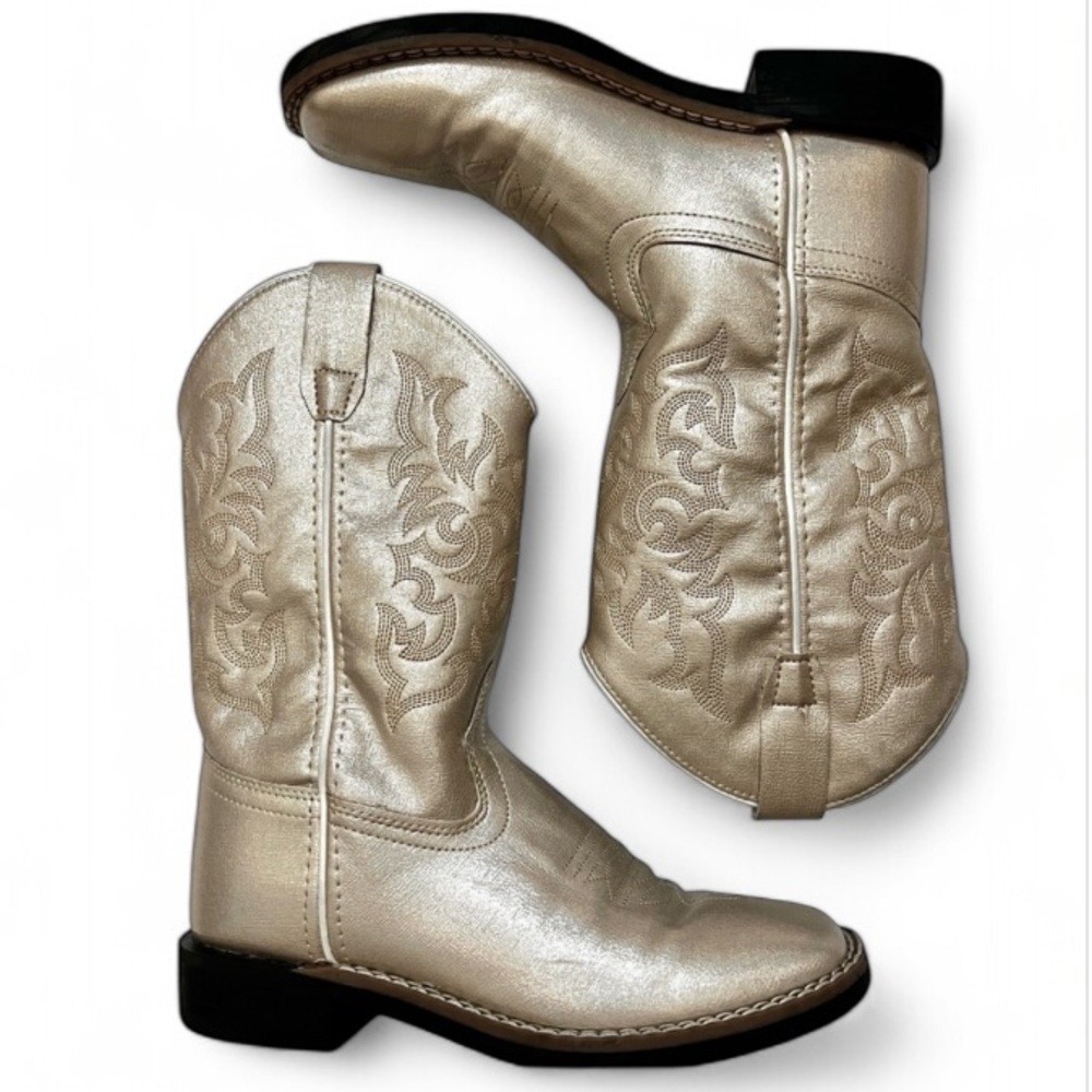 OLD WEST Cowboy Cowgirl Boots VB9171 Pearl Youth 2.5 D - Picture 3 of 8